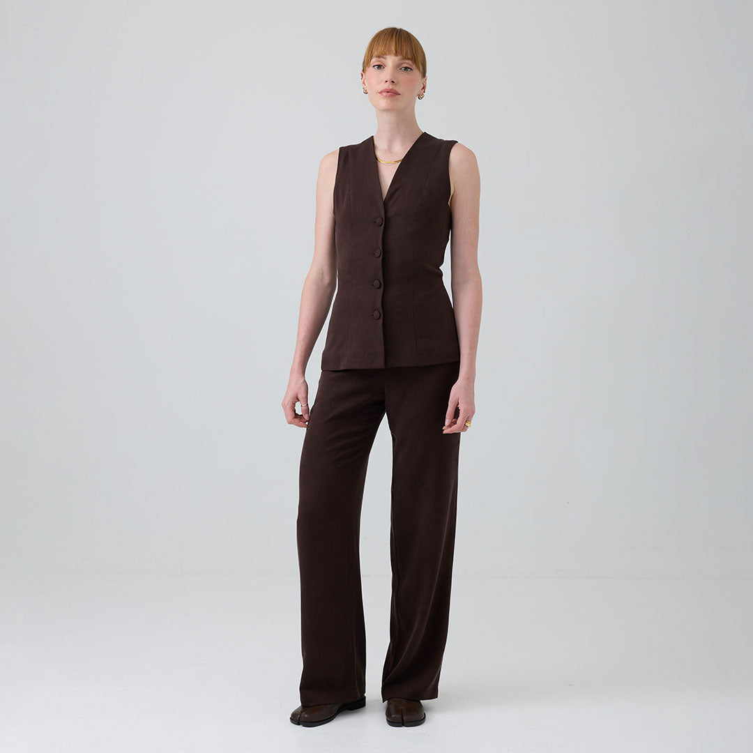 eight to eight Bitter Chocolate Trouser