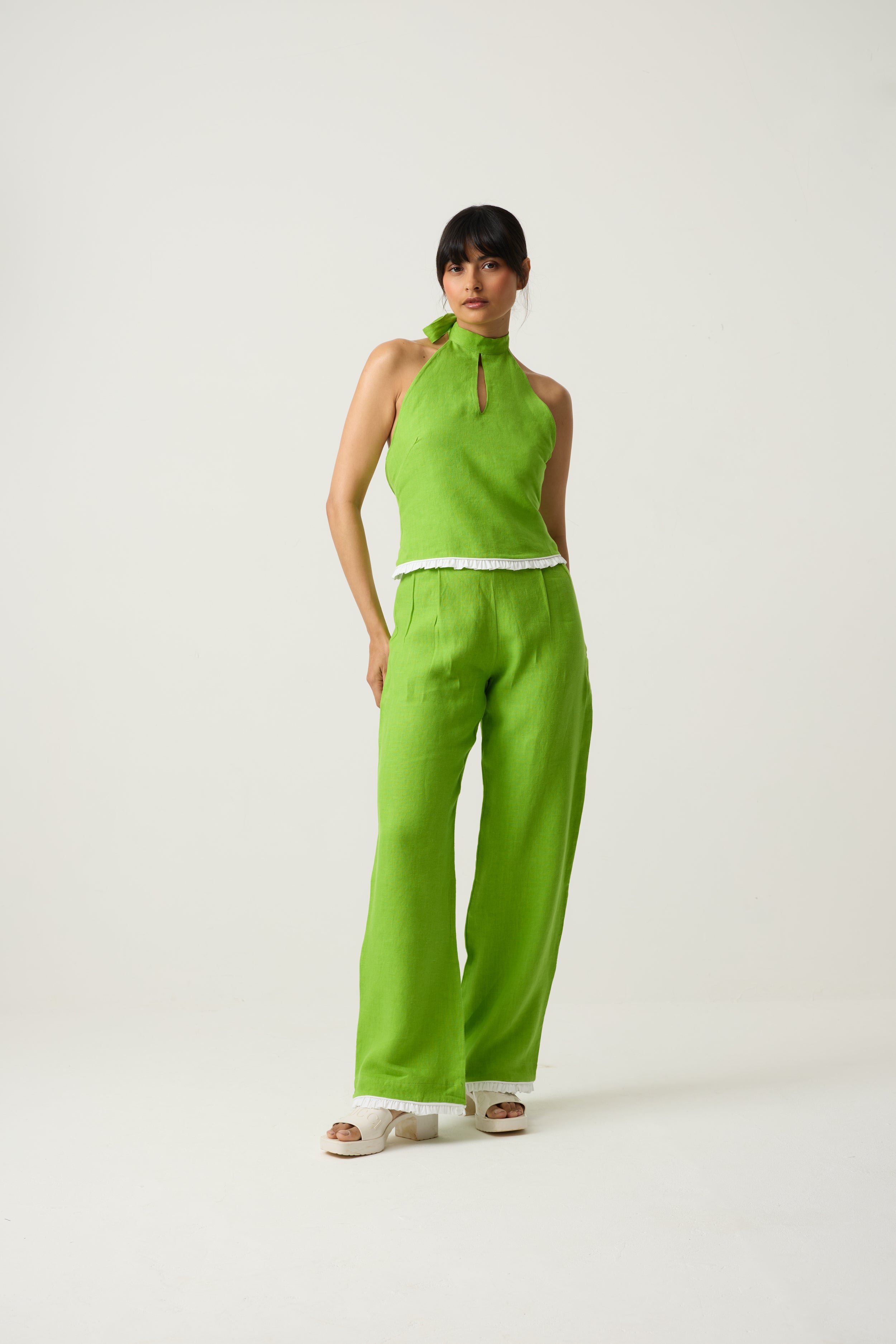 Beyond the Wallflower trousers in Chartreuse