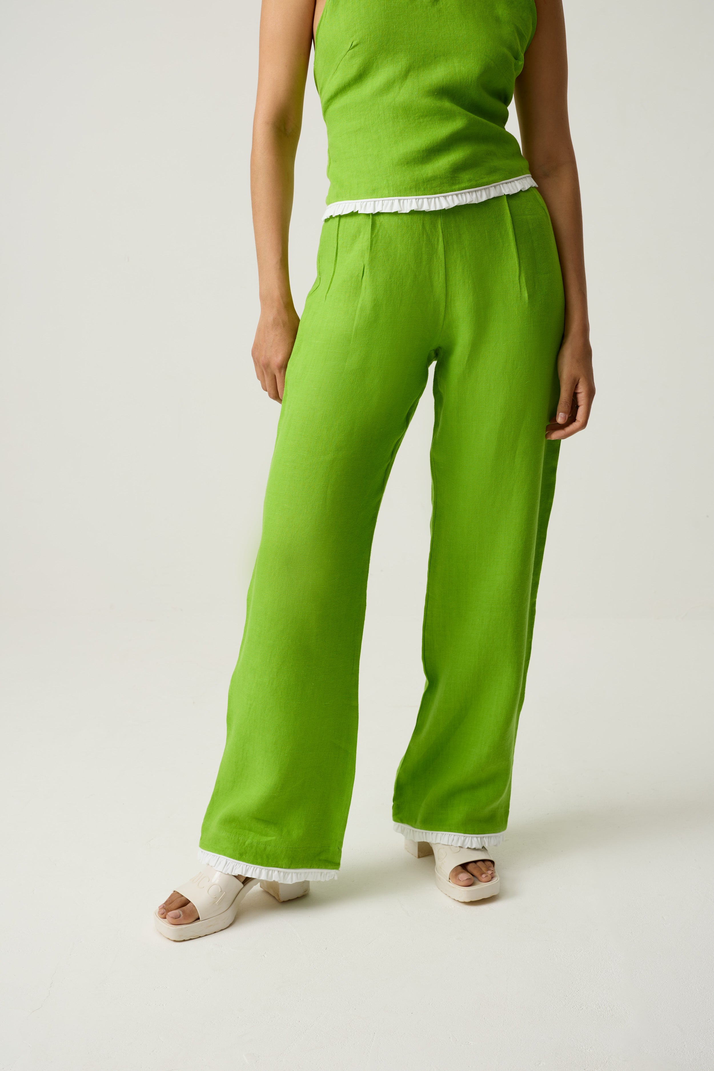 Beyond the Wallflower trousers in Chartreuse