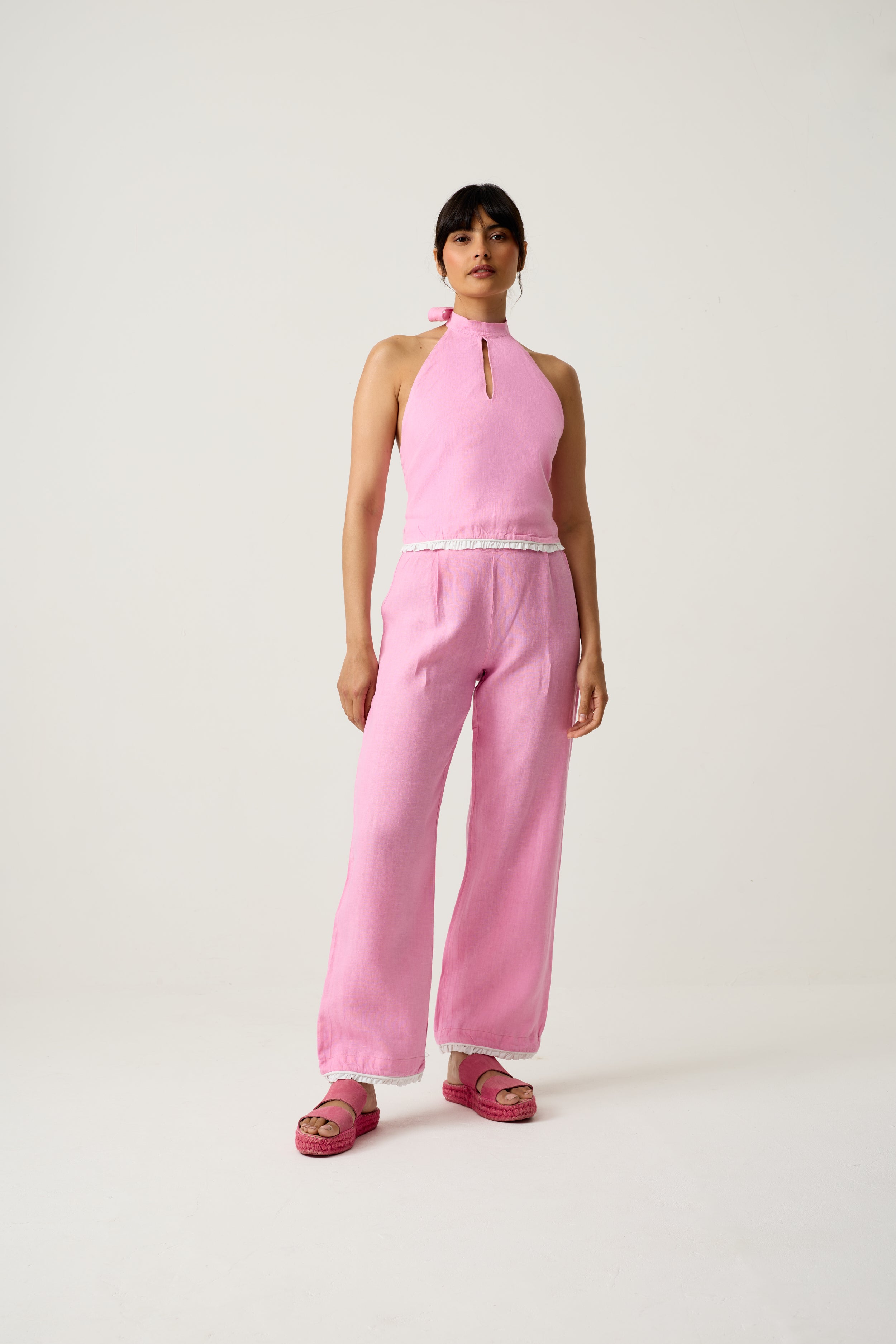Beyond the Wallflower trousers in Peony