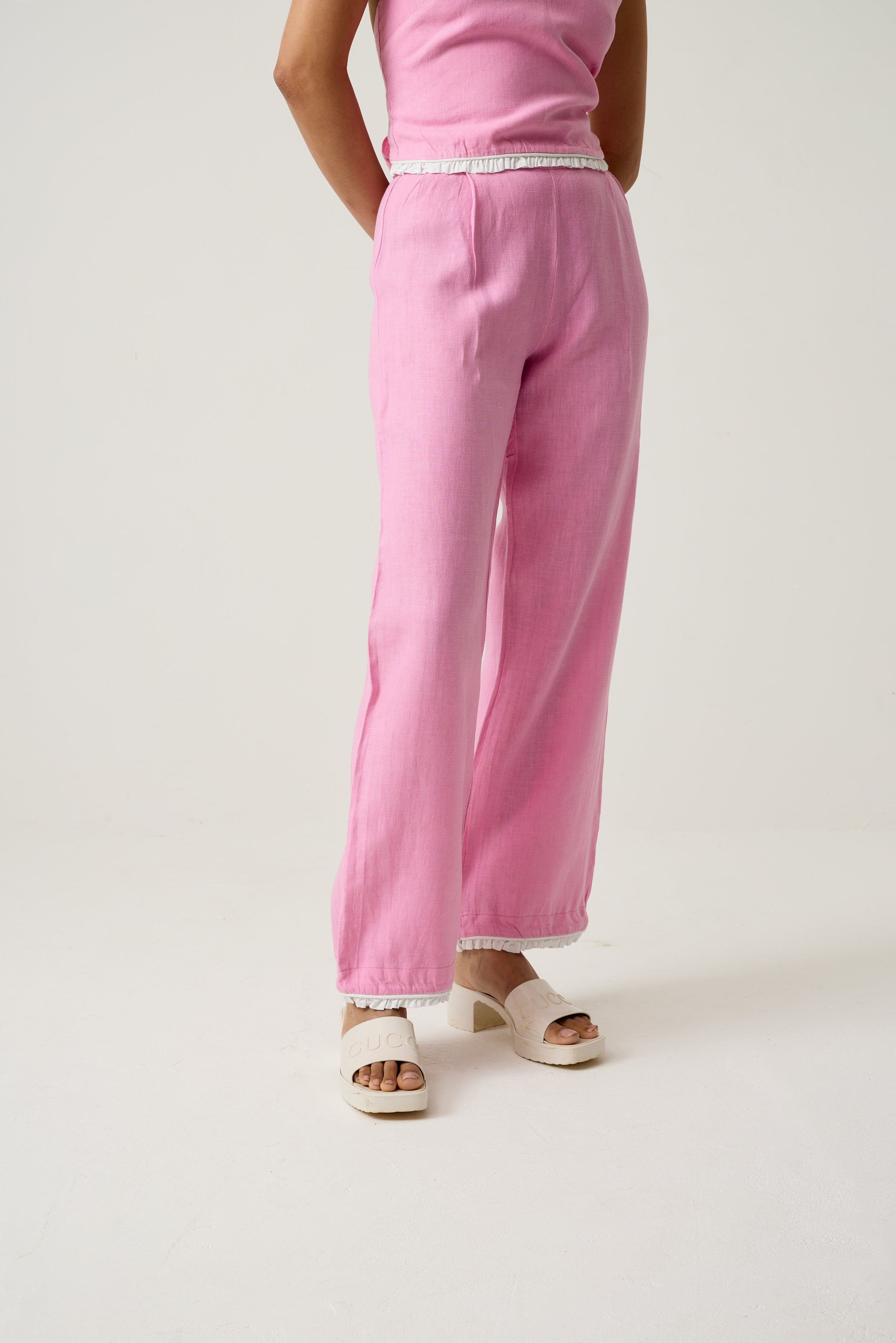 Beyond the Wallflower trousers in Peony