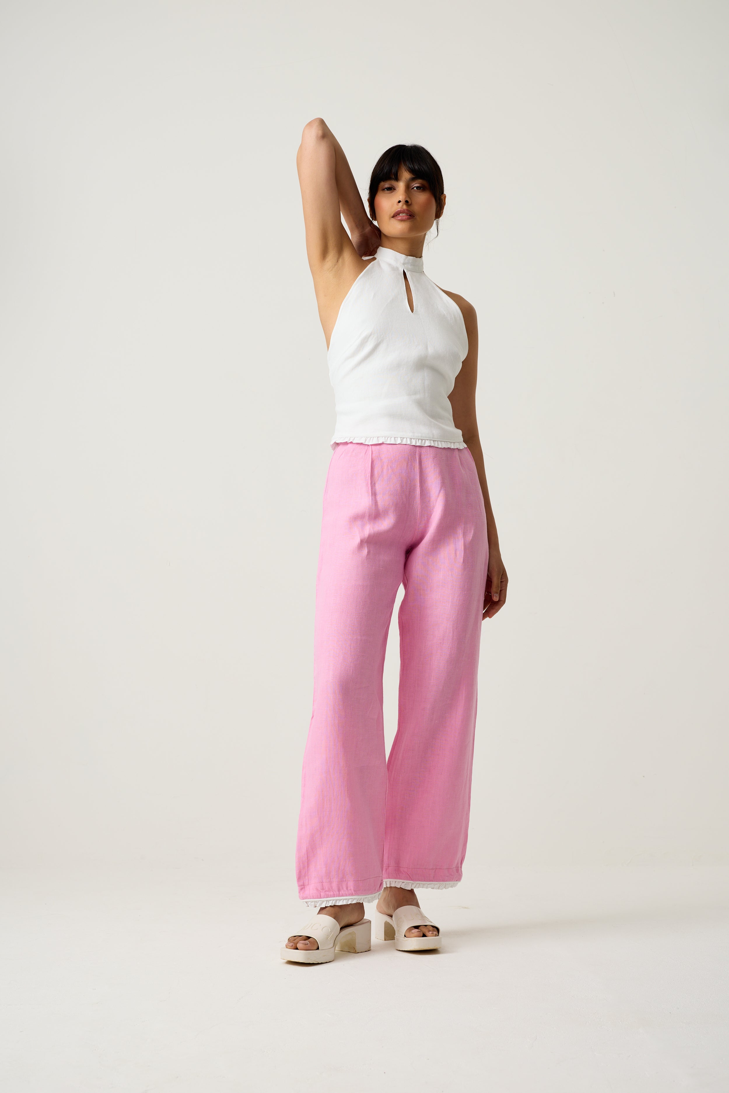 Beyond the Wallflower trousers in Peony