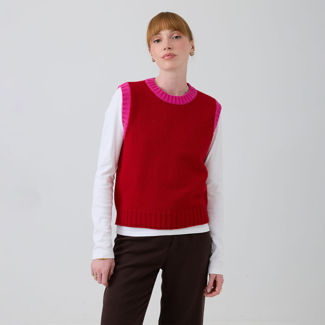 eight to eight Rhubarb Crew Neck Knitted Vest